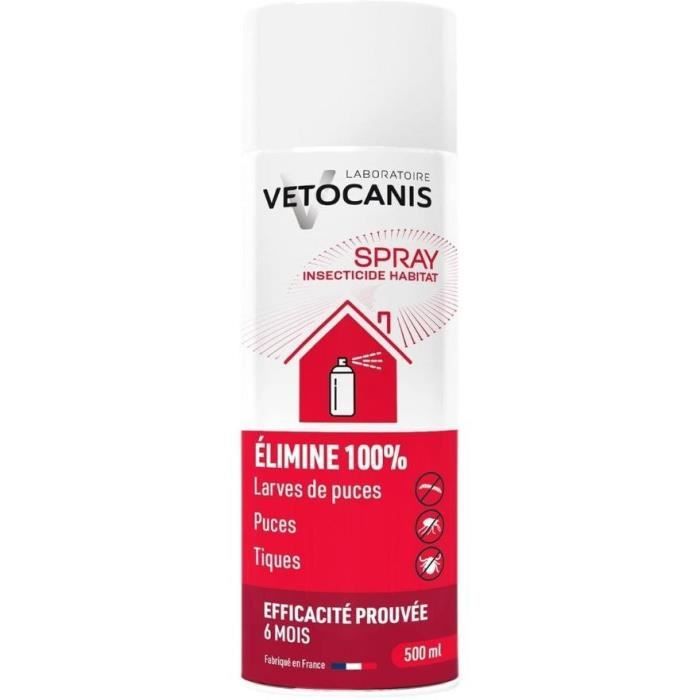 Spray anti-parasitaires - VETOCANIS - Anti-Puces Anti-Tiques pour Habitat