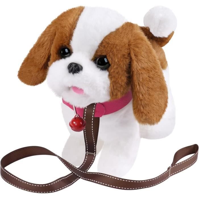 Chien Jouet Enfant - Marque - Interactif avec Marche et Aboiement - Queue - Blanc