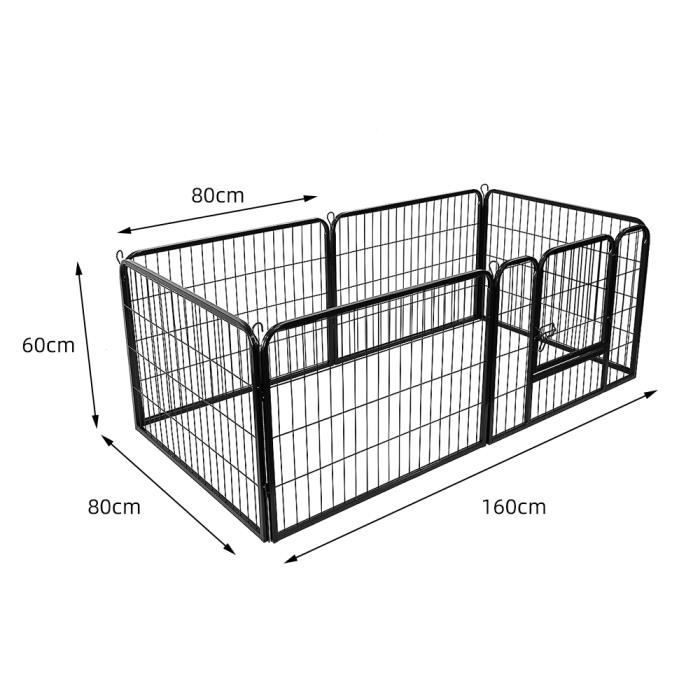 Parc Enclos Pliable Ajustable Modulable - YIS - Noir - 80 x 60 cm - Chiens Chat Lapin Petits Animaux