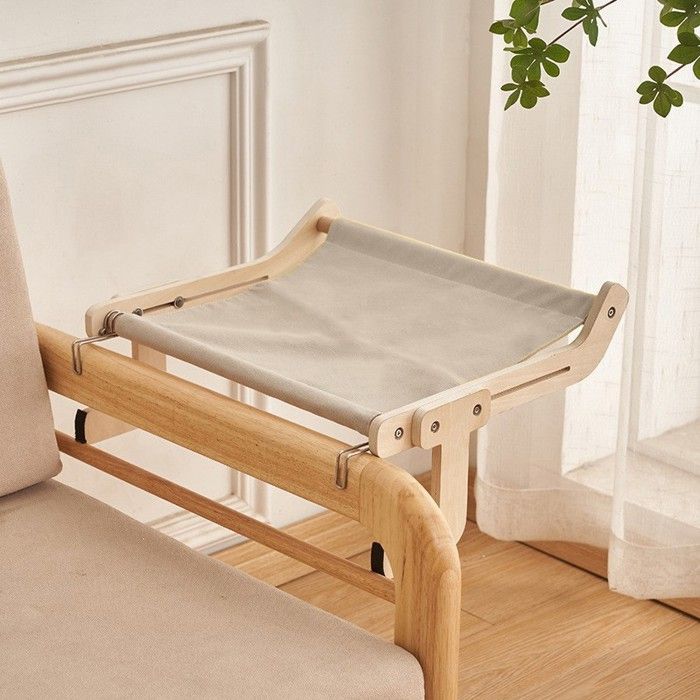 Hamac Suspendu pour Chat en Bois-Lit pour Chat à Accrocher sur FenêtreChaise ou RebordsDesign Confortable et Élégant-Gris