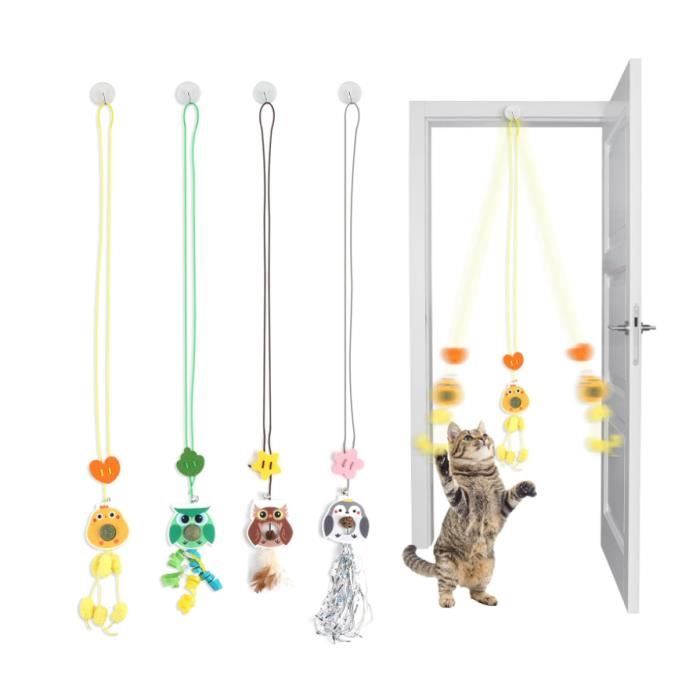 Porte Suspendue Jouet Chat Interactif 4 Pièces Jeux pour Chat Interieur Jouets pour Chats Jeu Chat Jouet Interactif Jeu pour Chat