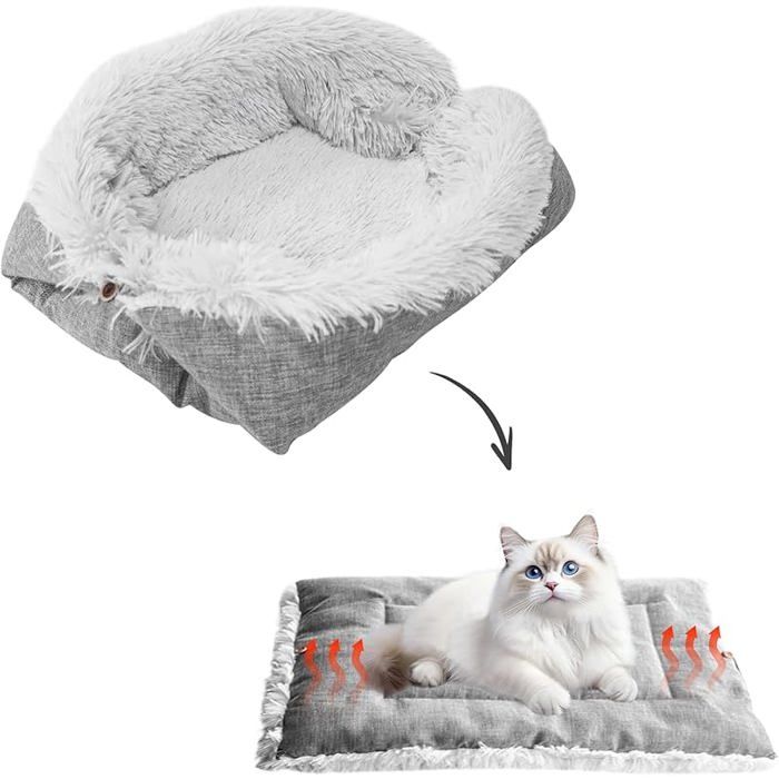 Lit Tapis pour Chat vable: 61x51cm 2 en 1 Peluche Douce Coussin pour Chat Chien Canapé Moelleux pour Chats et Petits # CORBEILLE