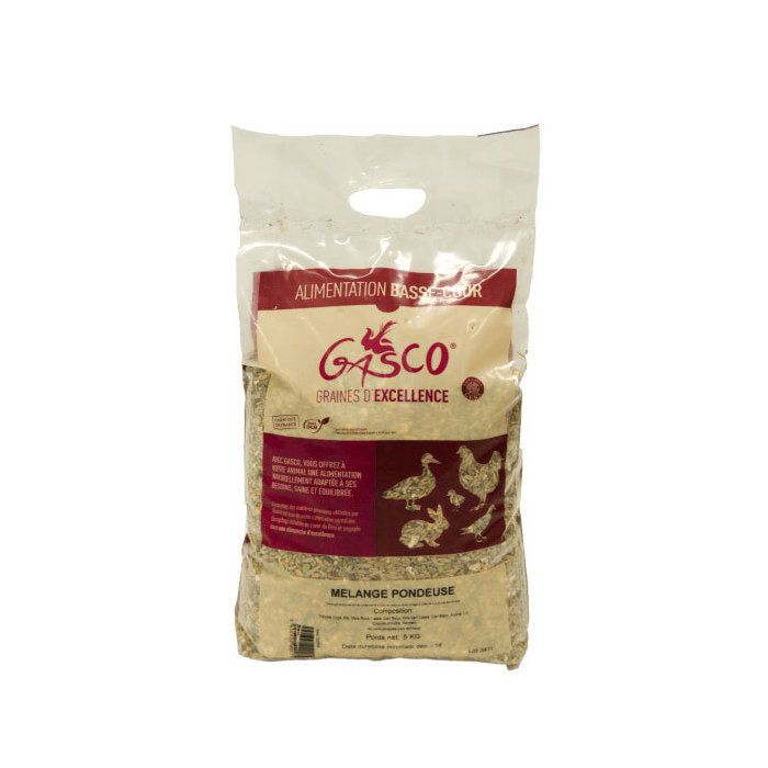 Aliment pour poule pondeuse - GASCO - 5kg - Mélange de graines - Pour poules et coqs - Adulte et senior
