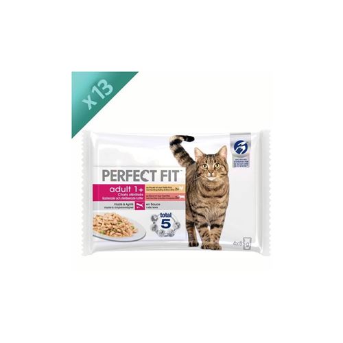 Perfect fit sachets fraîcheur en sauce - 2 variétés - pour chat adulte stérilisé - 4 x 85 g (x13)