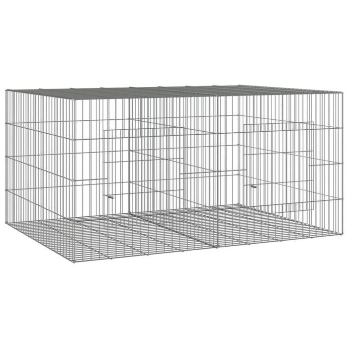 Cage à lapin - Viesurchoix - 110x79x54 cm - Fer galvanisé - Argenté - Extérieur