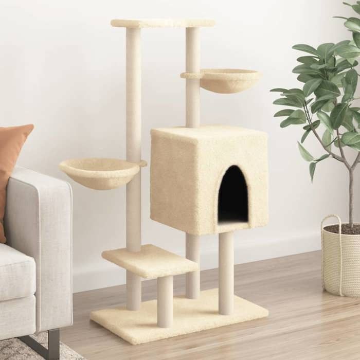 vidaXL Arbre à chat avec griffoirs en sisal crème 117 cm 172118