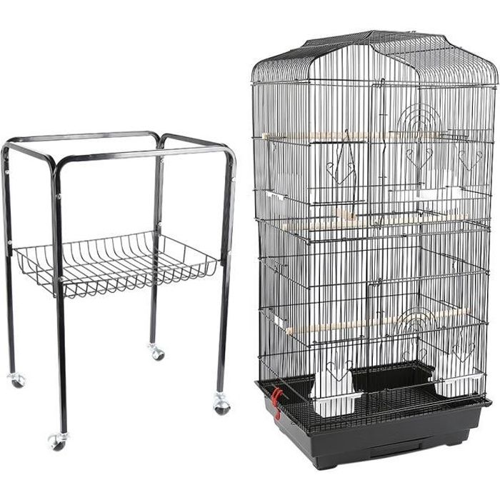Cage Oiseaux Cour extérieure pour cacatoès Perroquet Volière Cage à Oiseaux sur roulettes avec Support