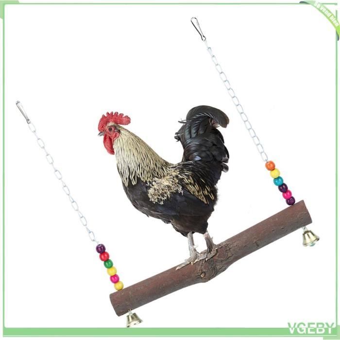 Jouet Balançoire en Bois Naturel pour Poules Perroquet Cage à Suspendre Jouet dexercice pour Poules