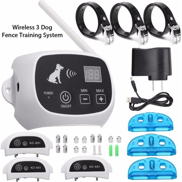 Clôture Rechargeable Anti-fugue - CHARACTERL - KD-661 - Sans Fil - 500m de portée - Pour 3 Chiens