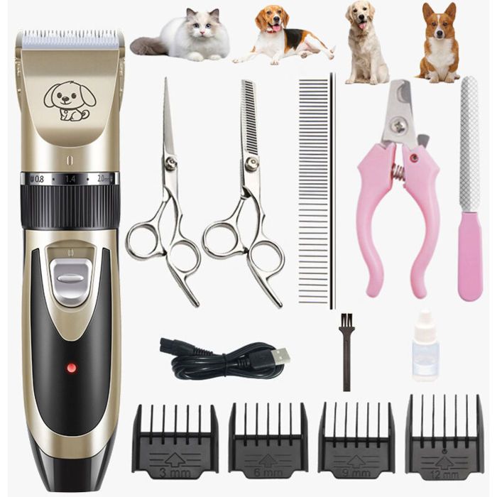 Rechargeable tondeuse professionnelle pour animaux de compagnie avec accessoires ， amovibles et lavables ， pour chiens chats
