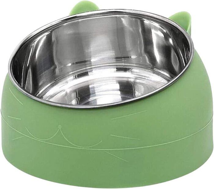 Gamelle en acier inoxydable pour chat - Gamelle à eau pour chat - Multifonction - Pour nourriture et eau - Vert 200ML