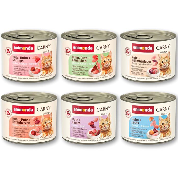 Pâtée pour chat sans céréales - ESTAMPILLE - Lot de 6 - 200 g par boîte - Mélange de volaille - Sans sucre