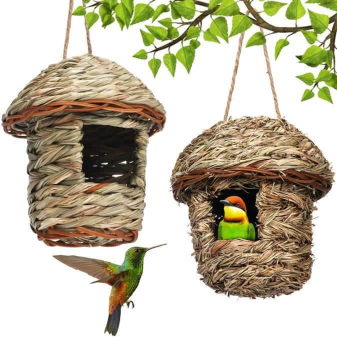 2 Pièces Nichoir Oiseaux Tissé Nid Oiseau Fait à La Main Adapté aux Petits Oiseaux Tels Que Les Colibris Les Mésanges Maison