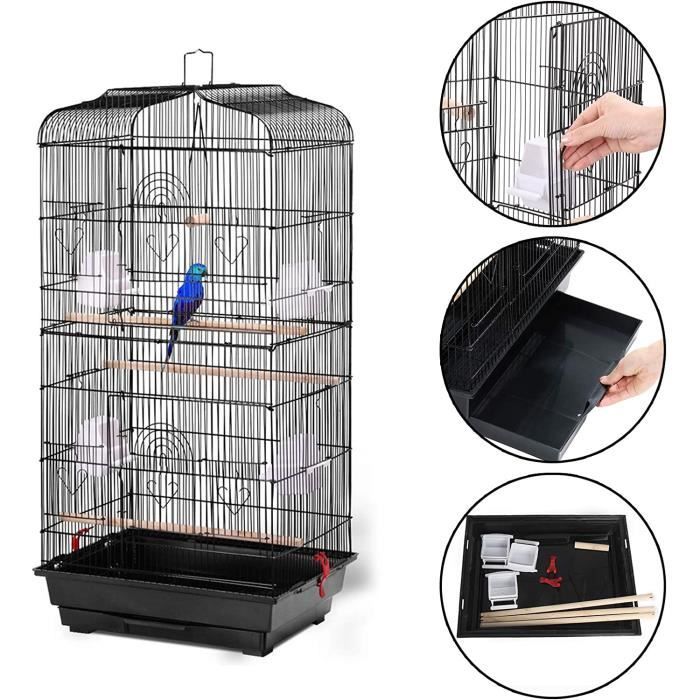 Grande Volière pour Oiseaux Cage Canaries Perroquet Perruches Canaris avec mangeoires perchoirs