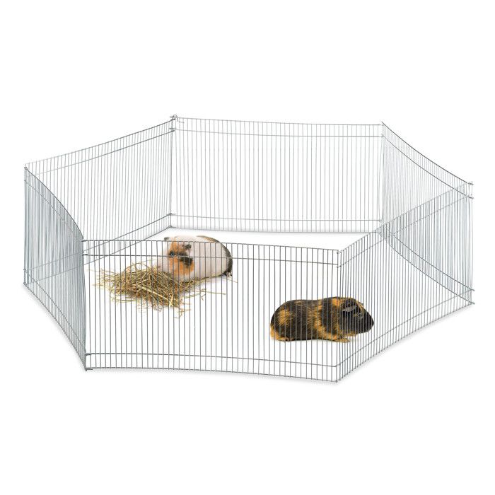 Relaxdays Cage extérieur lapin 6 éléments pour petits animaux enclos cochon d’inde zingué H 27 cm argenté