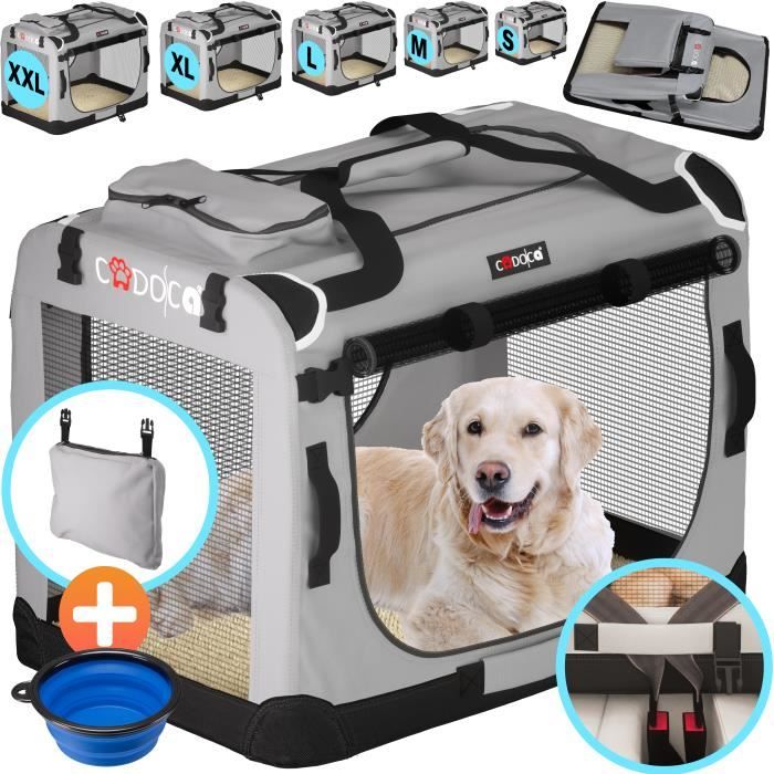 CADOCA® Cage de transport S Gris pour animaux chien chat rongeur Respirant Pliable Sac de transport Matelas douillet