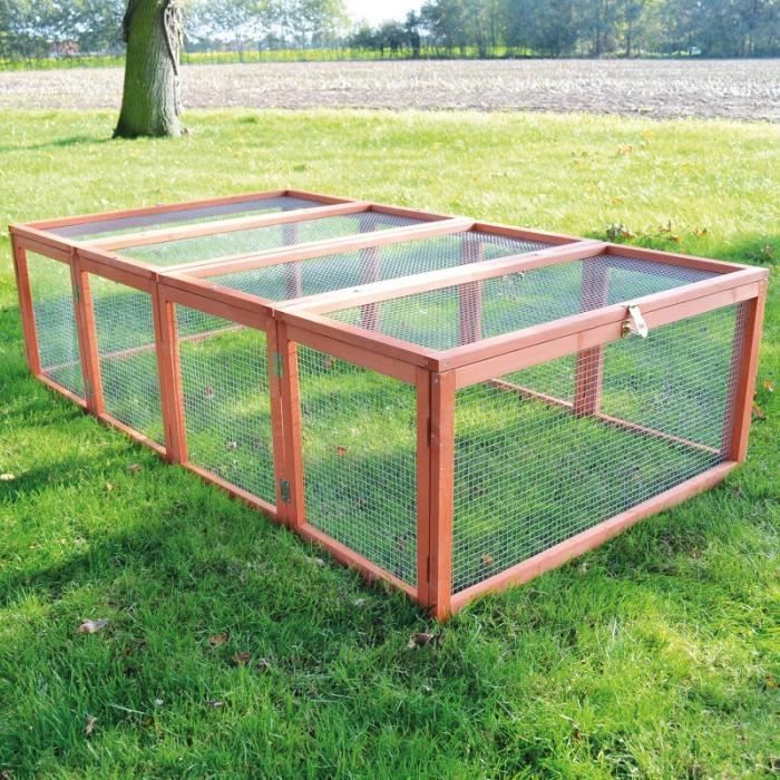 Clapier á lapins Rabbit Run extérieur. Idéal pour petits animaux- particulièrement robuste et grand cadre en bois- Cage Mobile