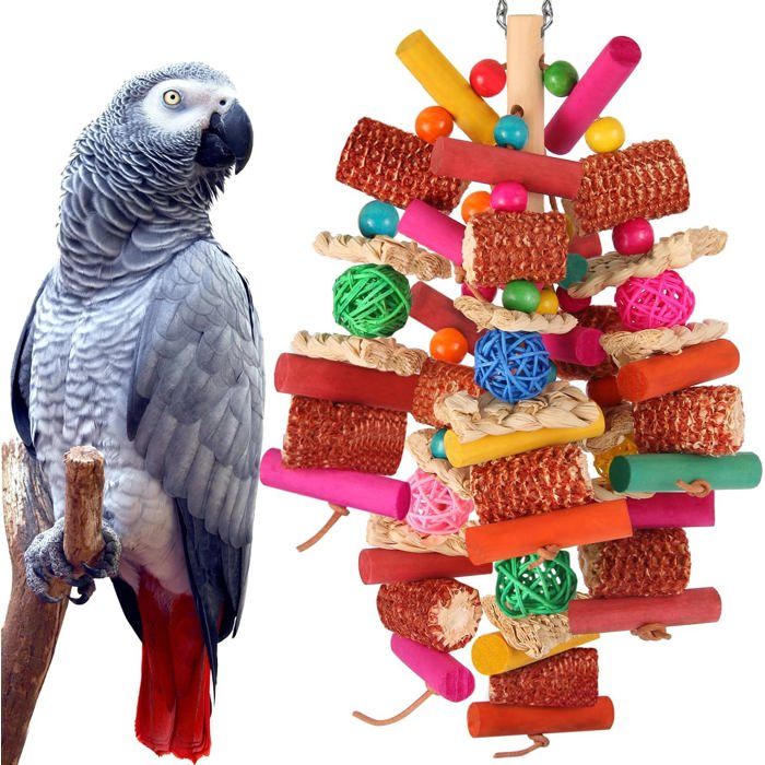 Jouet naturel à mâcher et à fourrager pour perroquet – Idéal pour les calopsittes les perruches les conures et les oiseaux de