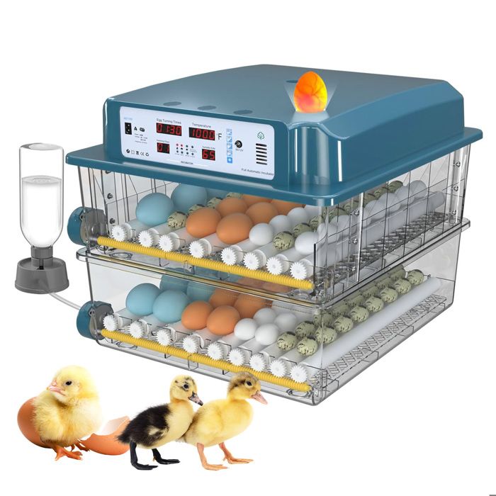 Couveuse œuf Automatique 120 Oeufs avec Retournement Automatique Double Alimentation Incubateur pour œufs de Poule Caille Canard