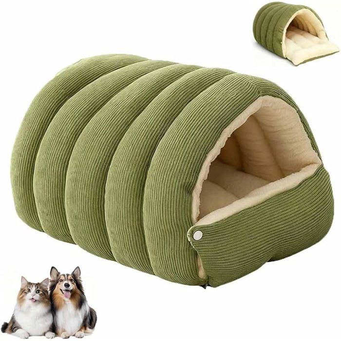 Panier pour Chat Douillet Niche Lavable et Doudou pour Chats Intérieur Petits Chiens Tente Moelleuse et Chau S#Green CORBEILLE