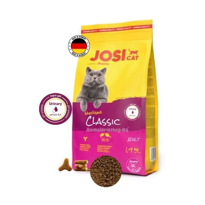 Nourriture sèche - JOSICAT - Sterilised Classic - 19 kg - Chats Adultes - Sans blé ni arômes artificiels