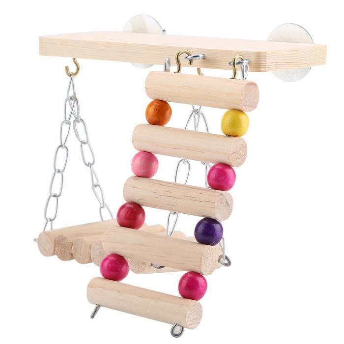 Jouet pour perroquet - Durable - Bois et Métal - Non toxique - Intérieur - Beige/Kaki