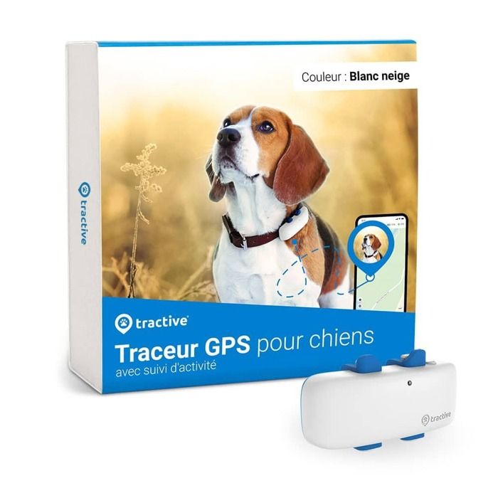 Collier GPS pour chien - TRACTIVE - DOG 4 - Suivi dactivité - Localisation en temps réel - Blanc