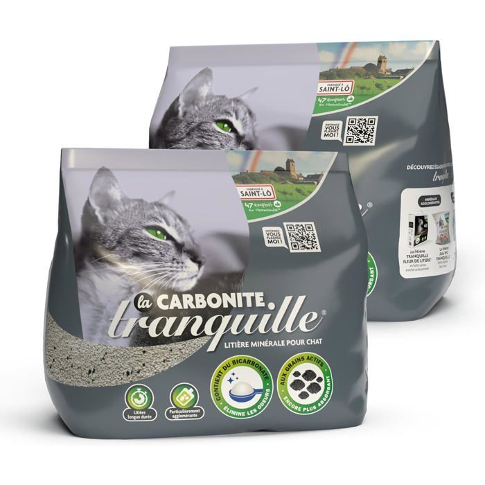 Litière agglomérante minérale carbonée pour chatforte absorptionneutralisation efficace des odeursnettoyage facilelot de 2x8 L