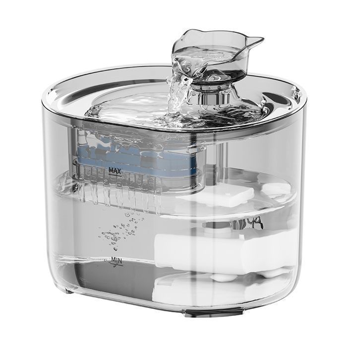 Fontaine à Eau pour Chat 2.2L Grande Capacité Design Tête de Chat Silencieuse ≤35dB Niveau dEau Visible 3 Filtres Inclus