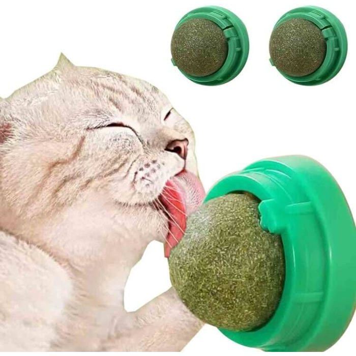 Boules dherbe à chat - ULISEM - 3pcs - Comestibles - Fixation murale