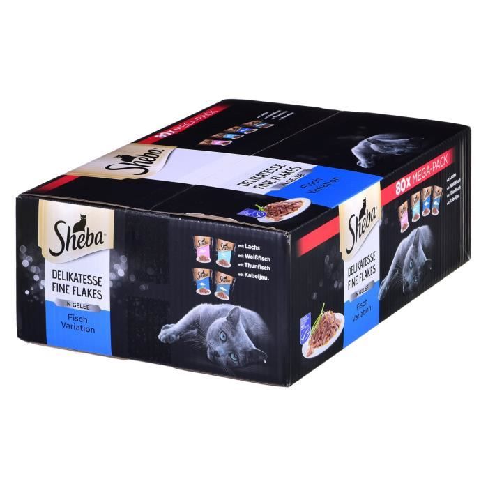 SHEBA NOURRITURE HUMIDE POUR CHAT DELIKATESSE FINE FLAKES 80 X 85 G