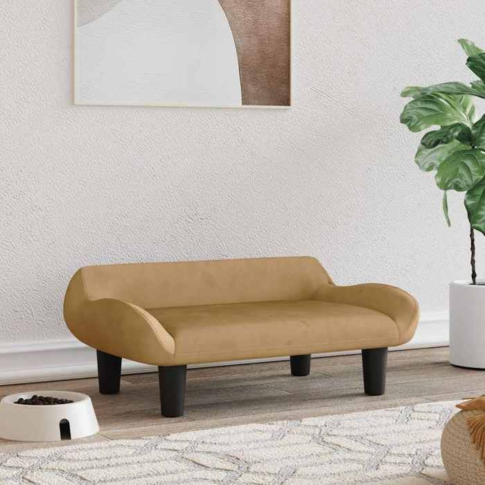 vidaXL Lit pour Chien Canapé pour Animaux de Compagnie avec Cadre en Bois Panier pour Chiots Maison Intérieur Marron 171956