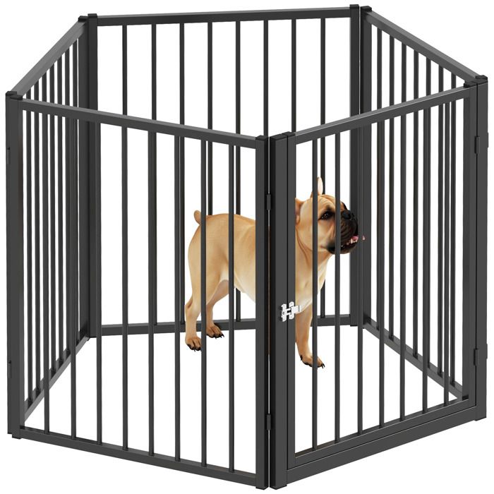 Parc pour chien - PawHut  - parc pour animaux - 5 panneaux - clôture portable pliable - noir