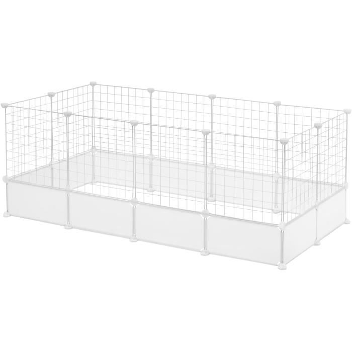 EUGAD Enclos Lapin en métal Parc pour Cochon dInde Blanc 142x71x53cm