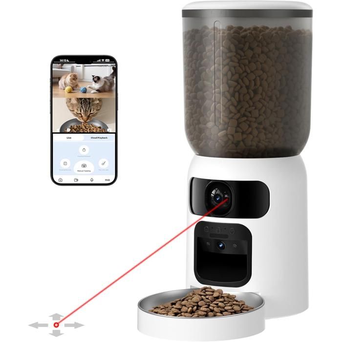 Distributeur Automatique 6L pour Chat -ANTCOOL- Double Caméra 2K-WiFi 5G-Audio Bidirectionnel et Laser Interactif