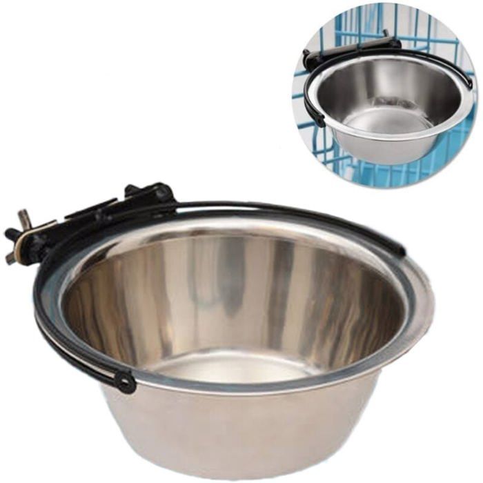 Gamelle pour chiengamelle à suspendre pour animaux de compagnie anti déversement en acier inoxydable bols à eau-XL-22x22x7cm
