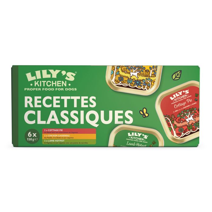 Lilys Kitchen pour chien adulte – Recettes classiques 6x150g - Multipack  (Lot de  4)