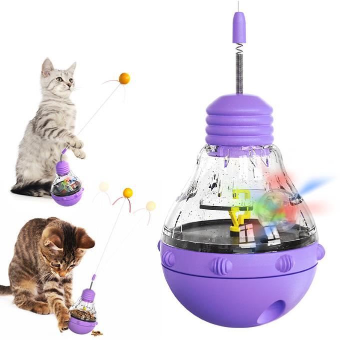 Jouet interactif pour chat - Baguette magique - Design oscillant - Distribution de nourriture - Balle lumineuse