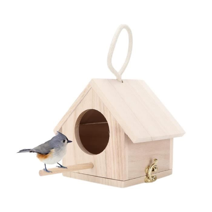 Maison à oiseaux - Non spécifié - Nichoir suspendu - Bois naturel - Perchoir inclus - Petit oiseau