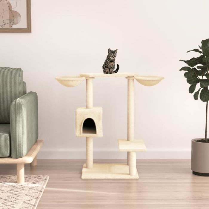 vidaXL Arbre à chat avec griffoirs crème 82 cm 171759