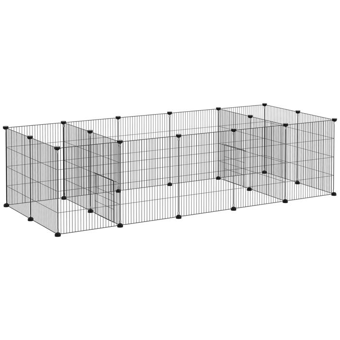 PawHut - Enclos parc modulable pour petits animaux - Acier - 175x70x45cm - Noir