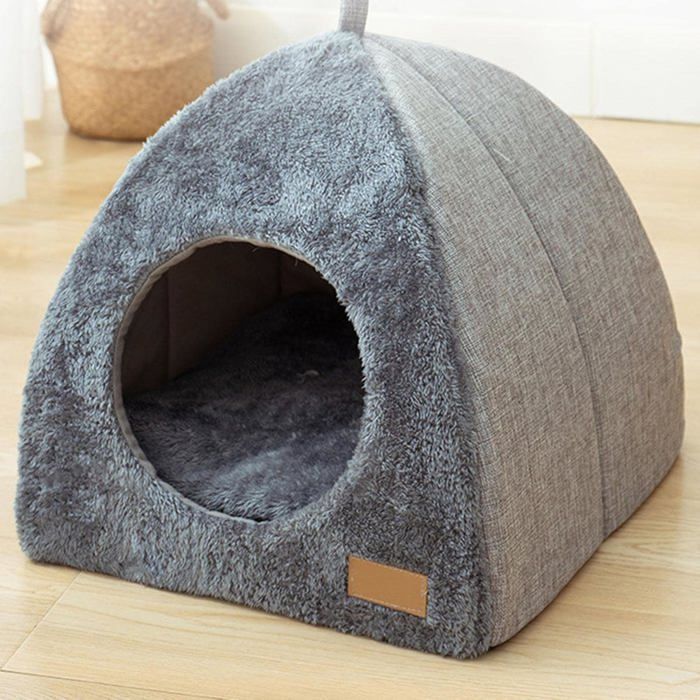 Niche pour chats et petits chiens - Tente igloo avec coussin amovible et lavable