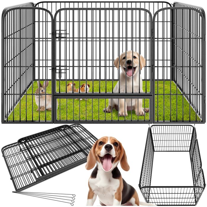 Enclos - TECTAKE - Parc pour animaux domestiques TINO 4 parties modulables et pliables 125 x 85 x 70 cm - Gris