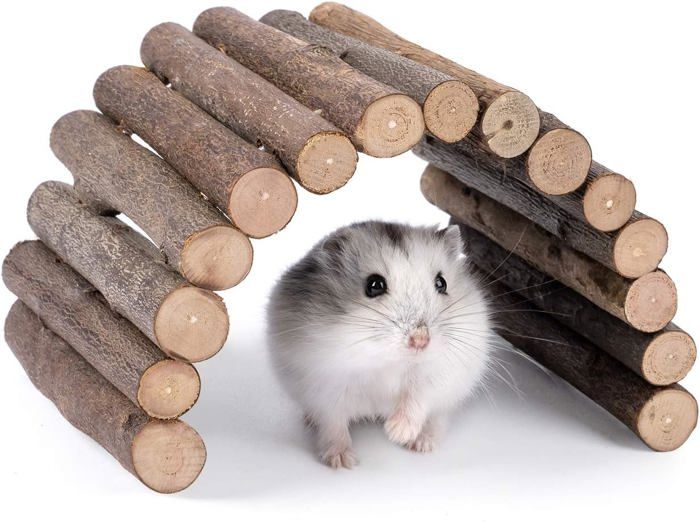 Pont en bois pour petits animaux (hamster cobaye gerbille) jouet à mâcher pour rongeurs adapté aux hamsters et hérissons