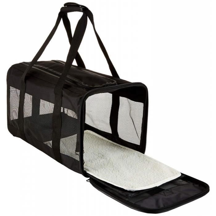 Sac Transport Chat Chiots  Sac Dos pour Chien Petit Animal avec Matelas en Peluche Amovible Filet Respirant Spacieux Pliable