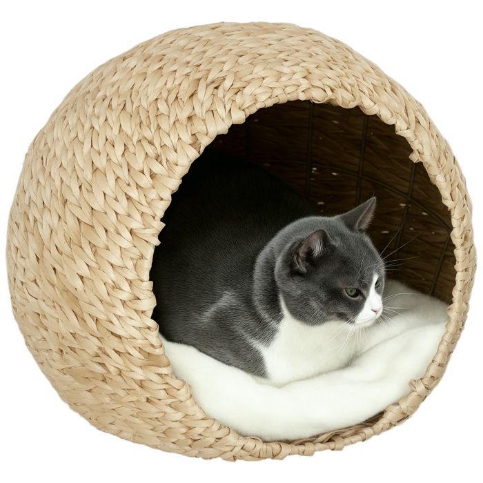 Panier pour chat - PawHut - avec coussin moelleux - intérieur spacieux - en quenouille - 45 x 41 x 37 cm - marron