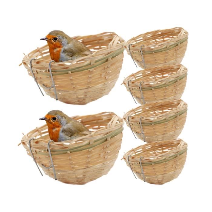 Nid doiseau - Non spécifié - 6 pièces - En bambou tissé - 39x24 pouces - Pour oiseaux exotiques