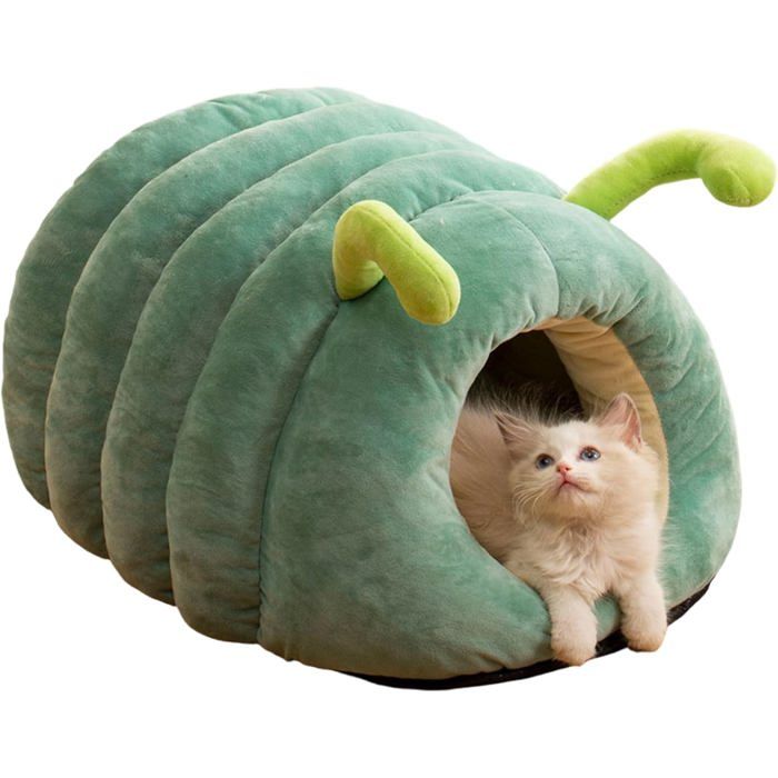 Lit pour Chat nid pour Animaux de Compagnie Chenille de Dessin animé Doux Chaud épais Maison pour Chat Pliable 19 7x15 7x11 8