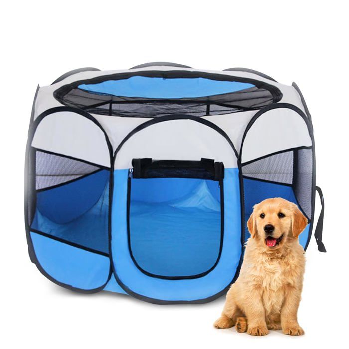 Parc Pliable pour Animaux Domestiques 74x74x43cm - Tente étanche Parc- lintérieur ou lextérieur (Bleu)