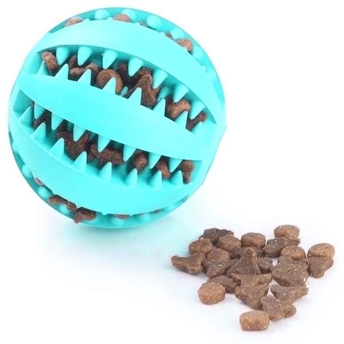 Jouet pour chien balle en caoutchouc naturel - distributeur de friandises interactif à mâcher